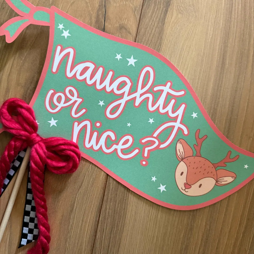 Naughty or Nice Pennant, Printable Christmas Party Decor, Elf Announcement, Digital Elf Card, Han... | Etsy (US)