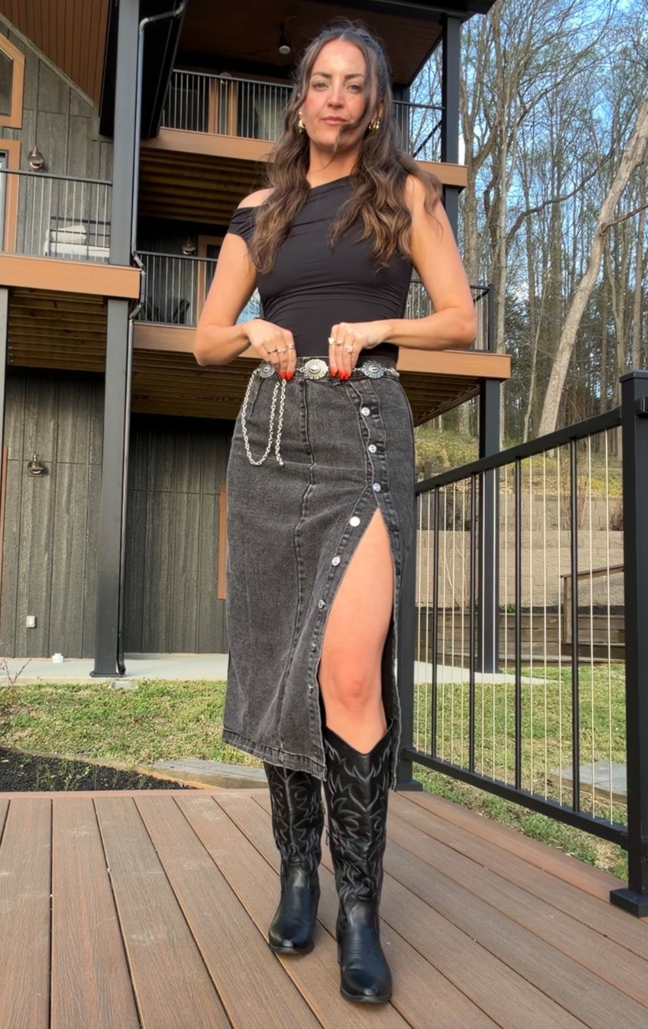 Wearing size small top and medium skirt! Size 7 boots

#LTKmomlife #LTKTall #LTKootd