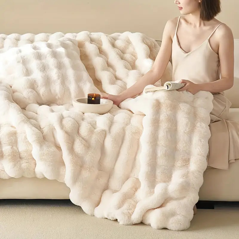 Double sided Rabbit Fleece Blanket Solid Color Blanket Soft - Temu Canada | Temu Affiliate Program