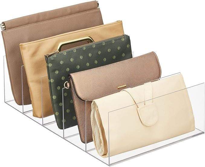 mDesign Plastic Divided Purse Organizer for Closets, Bedrooms, Dressers - Closet Shelf Storage So... | Amazon (US)
