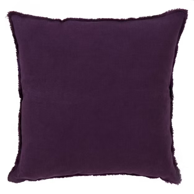 20"x20" Oversize Fringed Design Linen Square Throw Pillow - Saro Lifestyle | Target