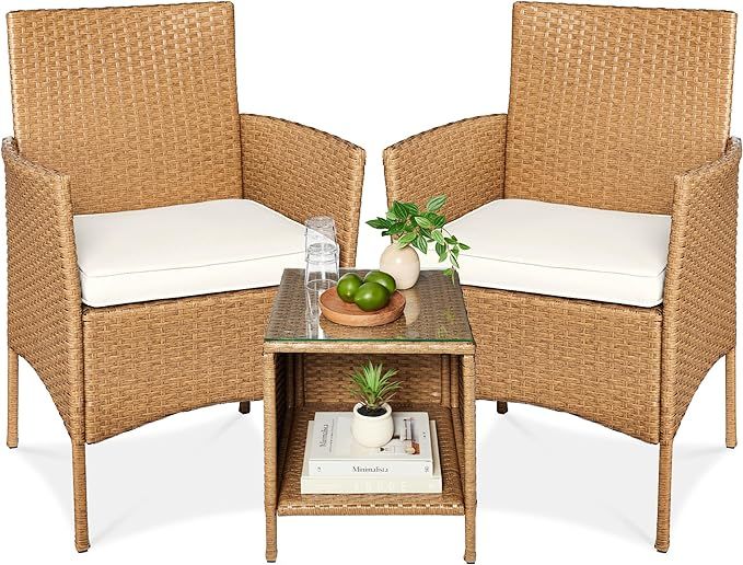 Best Choice Products 3-Piece Outdoor Wicker Conversation Bistro Set, Space Saving Patio Furniture... | Amazon (US)