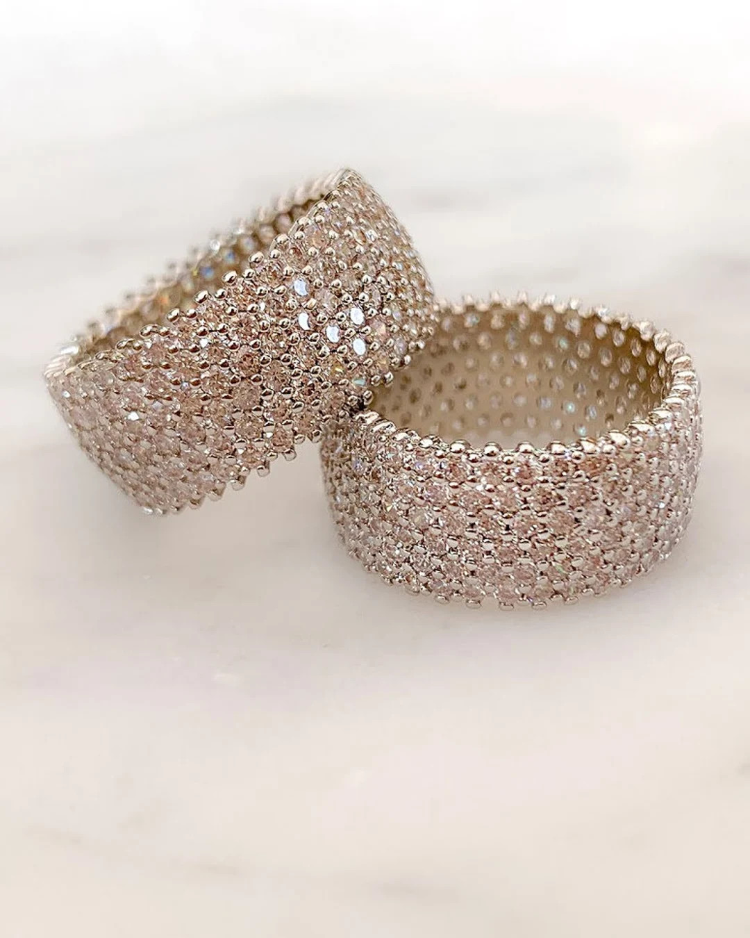 Rose Gold Ring Band/ Cubic Zirconia Stone/ Gold Dipped - Etsy UK | Etsy (US)