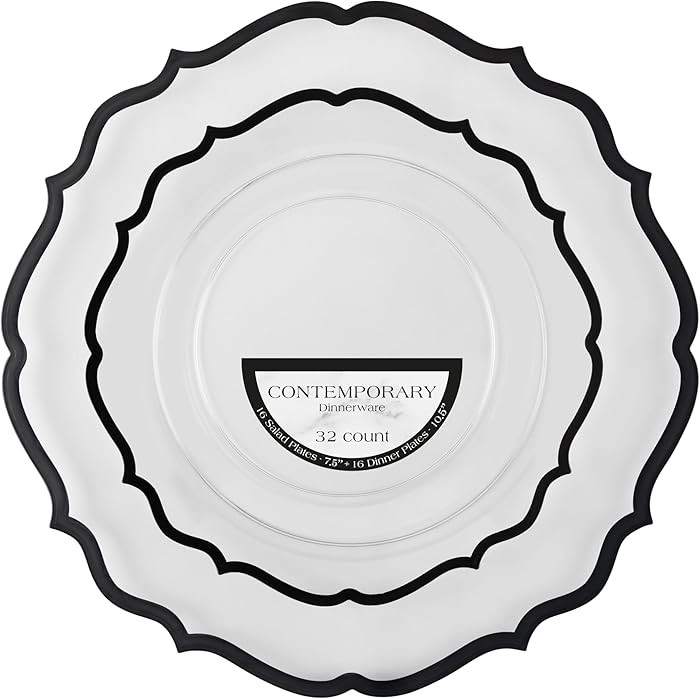 PLASTICPRO 32 Pack Elegant Disposable Plastic Plates Combo Set Includes 16 Dinner Plates and 16 S... | Amazon (US)