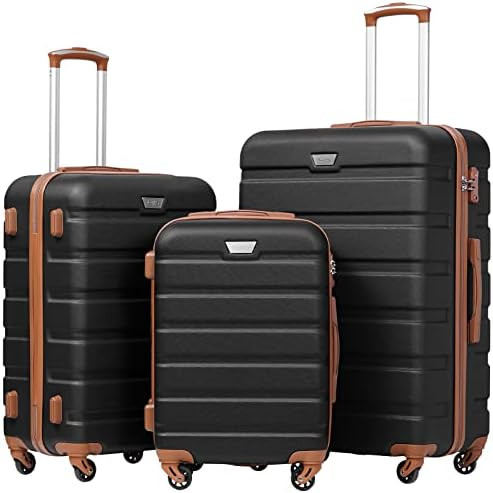 Coolife Luggage 3 Piece Set Suitcase Spinner Hardshell Lightweight TSA Lock | Amazon (US)