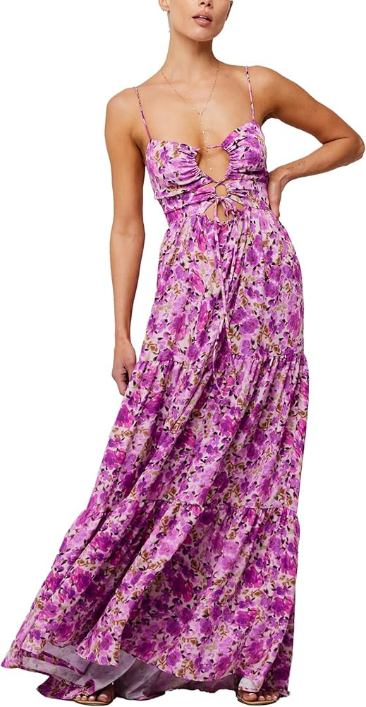 Womens 2024 Summer Y2k Dress Boho Floral Bodycon Flowy Maxi Dress Cute Backless Spaghetti Strap B... | Amazon (CA)