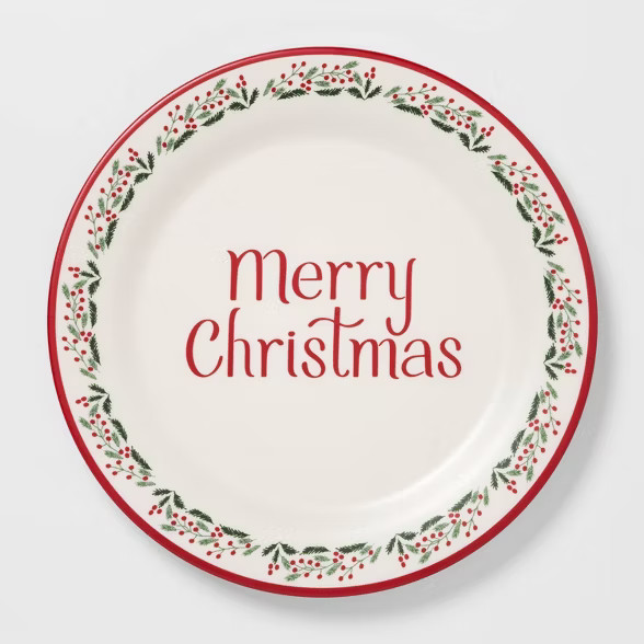 11" Melamine Merry Christmas Dinner Plate White - Threshold™ | Target