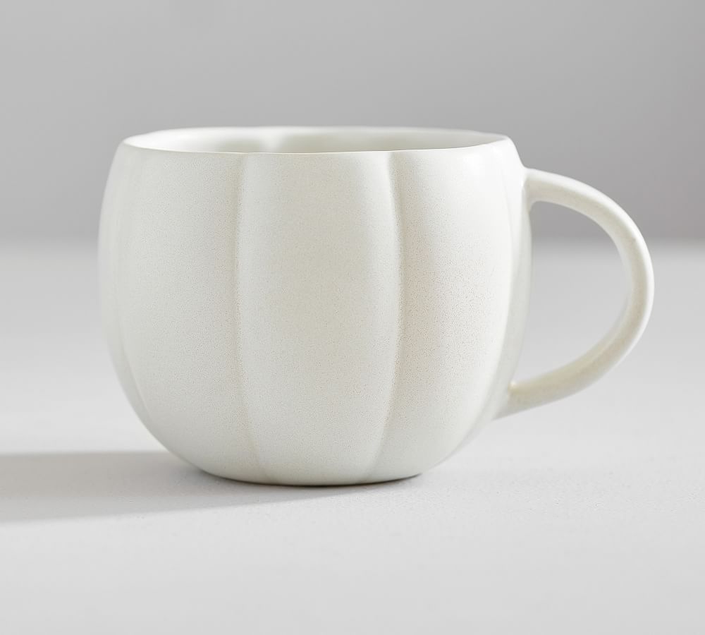 Pumpkin Shaped Stoneware Mug - White | Pottery Barn (US)