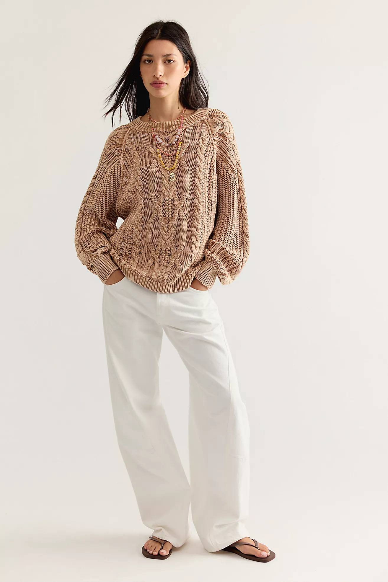 Frankie Cable Knit Cotton Sweater | Free People (Global - UK&FR Excluded)