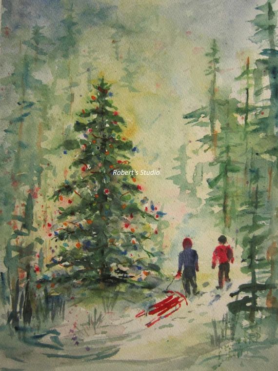 Christmas Painting Christmas Tree Print of Original | Etsy | Etsy (US)