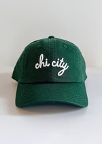 Chi City Cursive Dad Hat - Green | Alice & Wonder