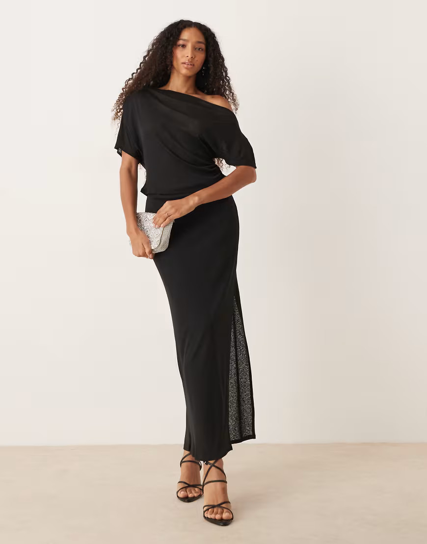 ASOS DESIGN co-ord mesh maxi skirt in black | ASOS (Global)