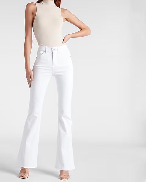 High Waisted White Supersoft Flare Jeans | Express