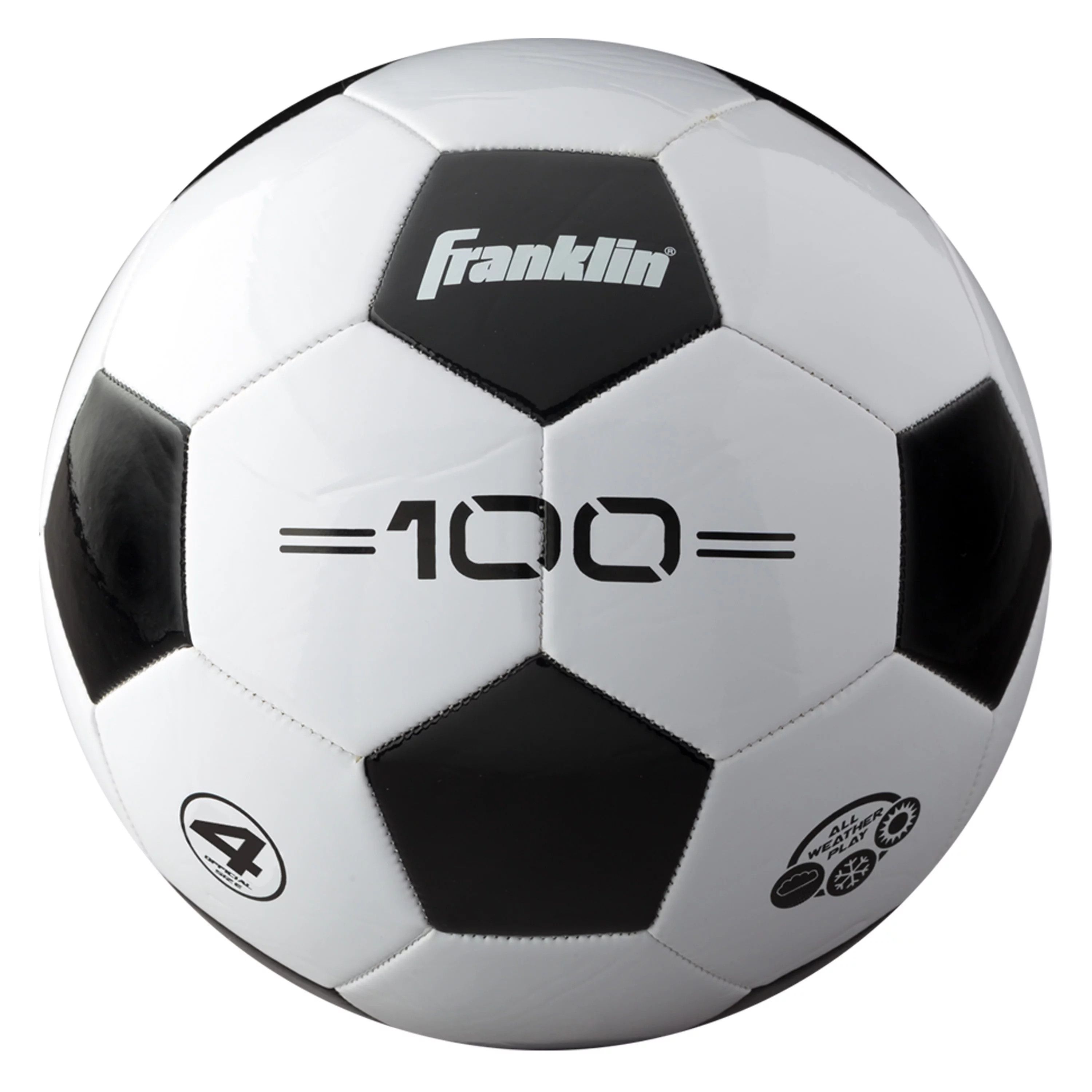 Franklin Sports Soccer Ball - Official Size 4 - F-100 Soccer Ball - Youth Soccer Ball  - Black/Wh... | Walmart (US)