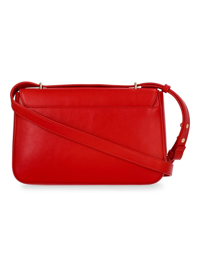 Time and Tru Women's Seraphina Faux Leather Crossbody Handbag, Red | Walmart (US)