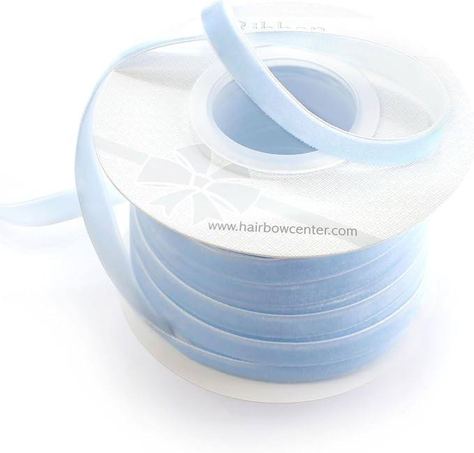 3/8" Narrow Velvet Ribbon Frosty Blue 25 Yards HairBow Center LLC | Amazon (US)
