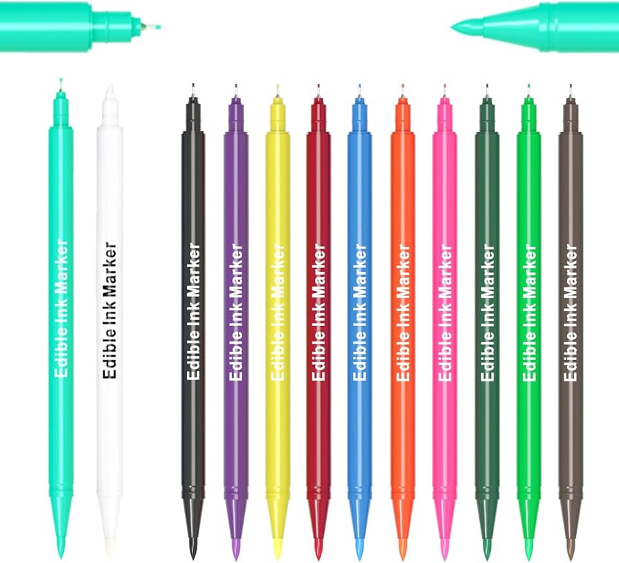 Food Coloring Pens Set of 12, Dual Tips Edible Ink Markers, Food Grade Gourmet Writers with 12 Vi... | Amazon (US)