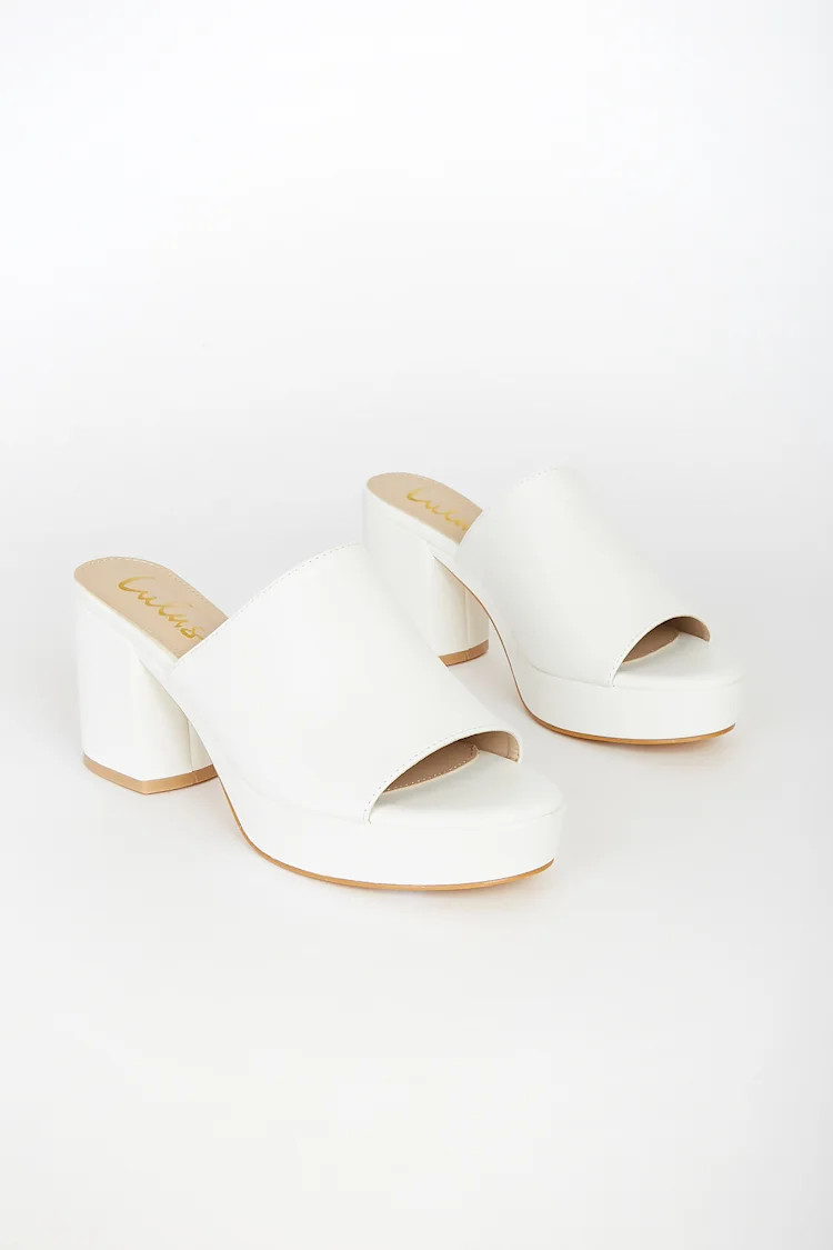 Curtis White Platform Mules | Lulus (US)