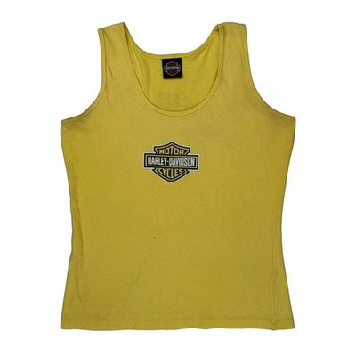 Motorcycles Harley Davidson Graphic Tank Top - Medium Yellow Cotton | eBay US