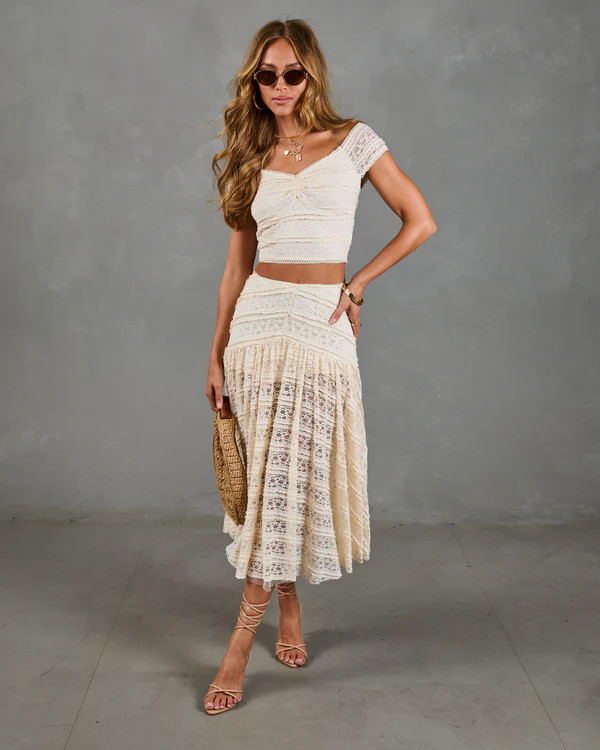Dewy Moment Ruffle Lace Maxi Skirt | VICI