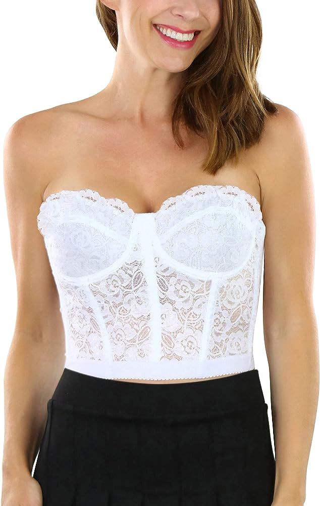 ToBeInStyle Women's Shaping Floral Lace Boned Bustier | Amazon (US)