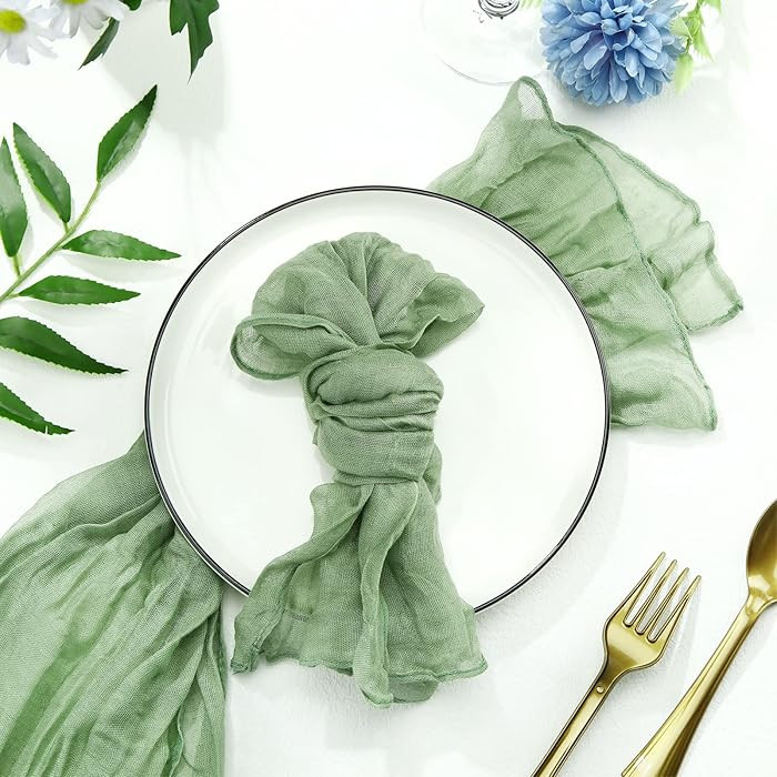 Gauze Cheesecloth Napkins Wrinkled Dinner Napkins Soft Cotton Table Decorative Cloth for Weddings... | Amazon (US)