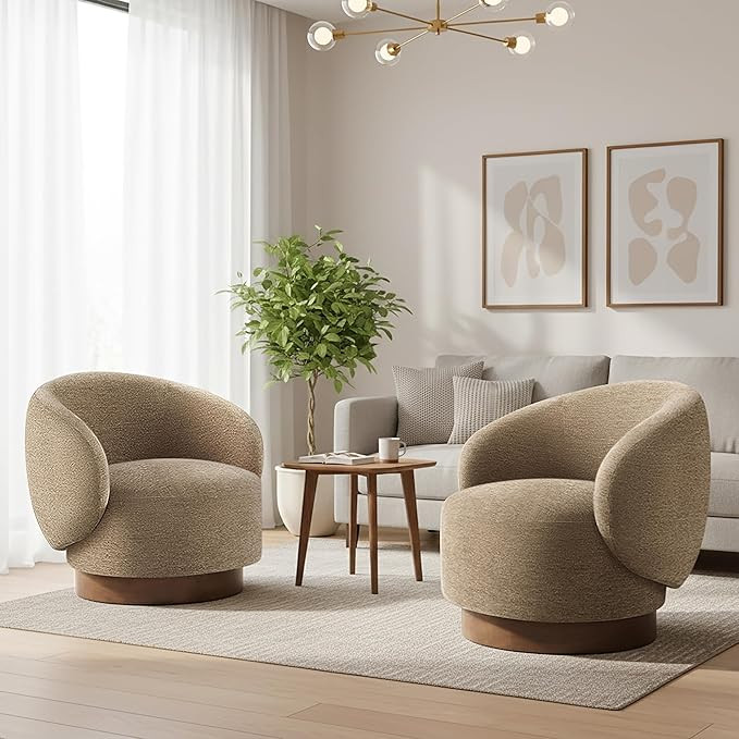 KISLOT Swivel Accent Chair Modern Round Barrel Armchair with Upholstered Performance Fabric for L... | Amazon (US)