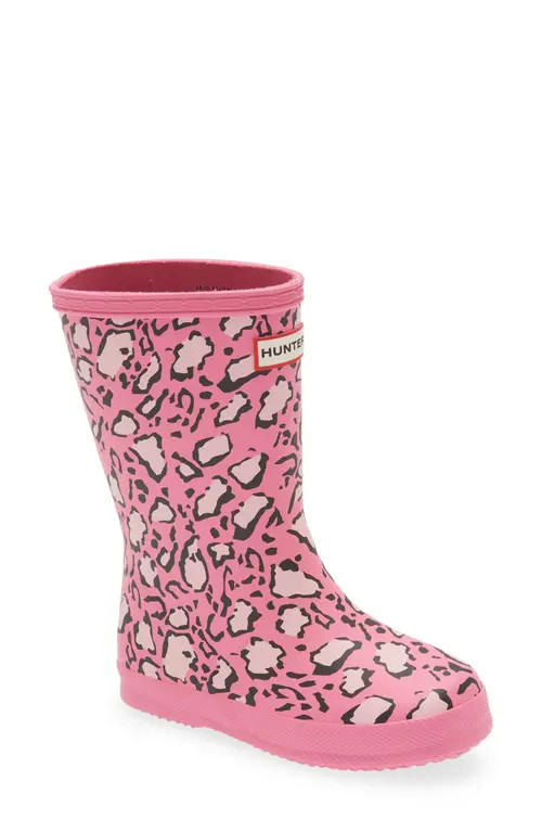 Hunter Kids' First Classic Leopard Print Rain Boot in Alaskan Pink at Nordstrom, Size 8 M | Nordstrom
