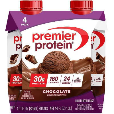Premier Protein Nutritional Shake Chocolate Non-Caffeinated - 11 fl oz/4pk: Gluten-Free, 30g Milk Protein, Ready to Drink, Keto Certified | Target