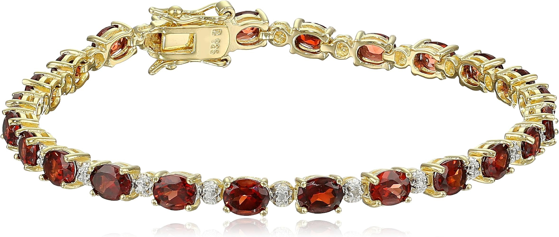18k Yellow Gold Plated Sterling Silver Genuine Gemstones and Diamond Accent Tennis Bracelet | Amazon (US)