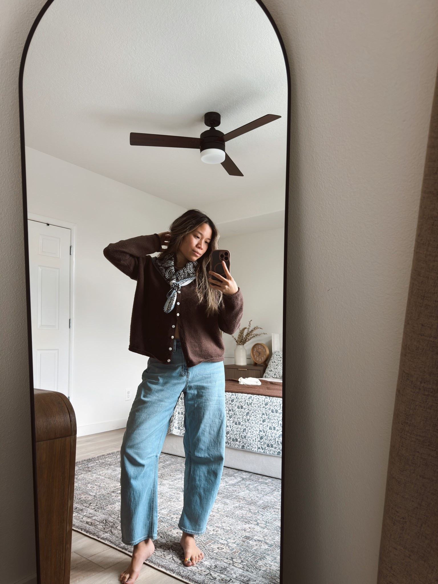 Unwrapped my present to me, from me early because I wanted to dress up to brave the holiday bustle before Christmas! Mom cozy ootd! Dressed up but kept casual. The free people scarf is EVERYTHING I think they’re currently sold out but tend to come back in stock often so join the waitlist! Need every color. Pant in size 4 regular I’m 5’3” 117lb. I sized up to M in top but not necessary. #momfashion #momootd #momlife #motherhoodunplugged #mommy

#LTKPetite #LTKootd #LTKmomlife