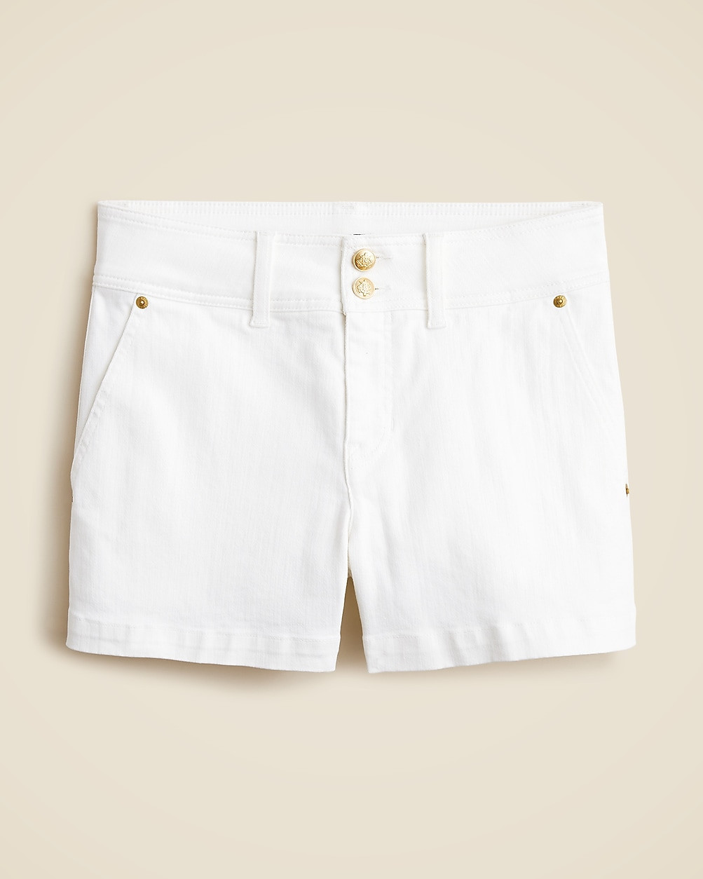 Stacked-button denim short in white | J. Crew US