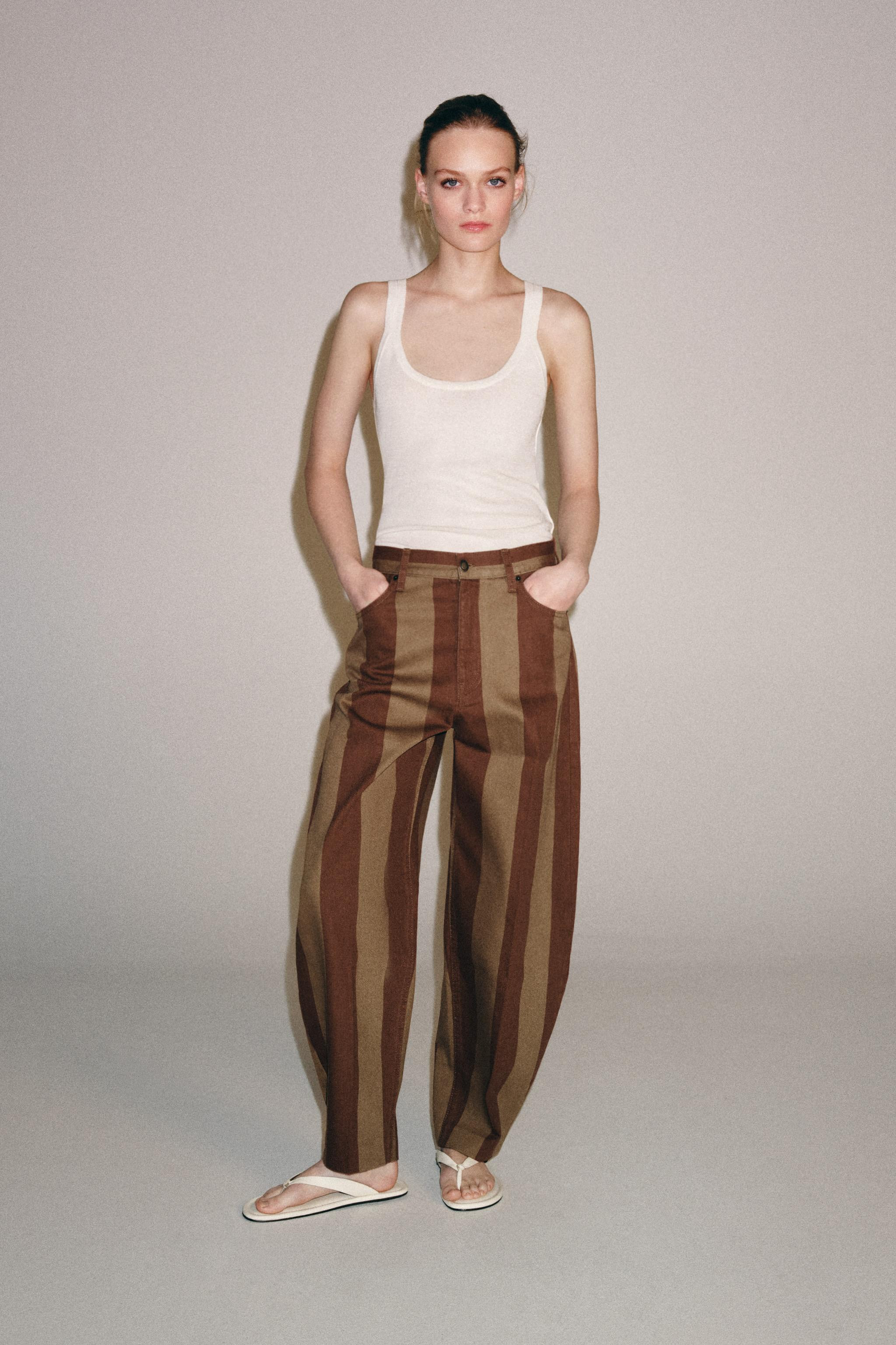ZW COLLECTION TAPERED HIGH-WAIST STRIPED JEANS | Zara AU