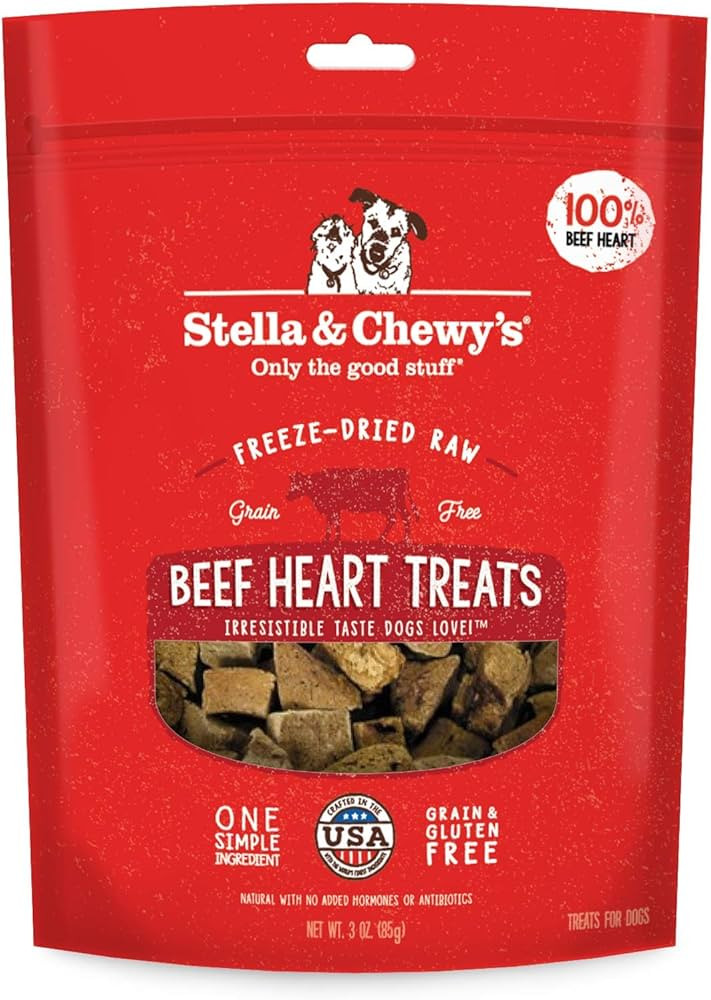 Stella & Chewy's Freeze-Dried Raw Single Ingredient Beef Heart Treats, 3 oz. Bag | Amazon (US)