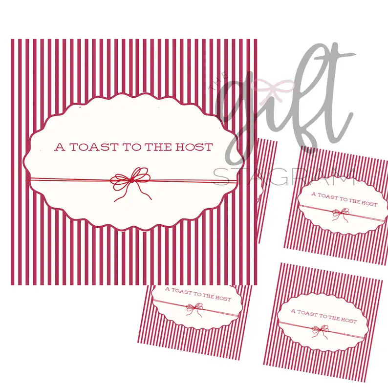 A Toast to the Host Gift Tag | DIGITAL DOWNLOAD | Holiday Hostess Gift Tag | Merry Christmas Gift... | Etsy (US)