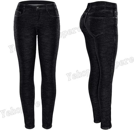 Yehopere Women's Winter Fleece Lined Jeans Slim Fit Warm Skinny High Waist Denim Jean | Amazon (US)