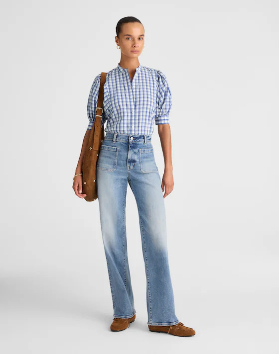 Puff-Sleeve Band-Collar Shirt | Madewell