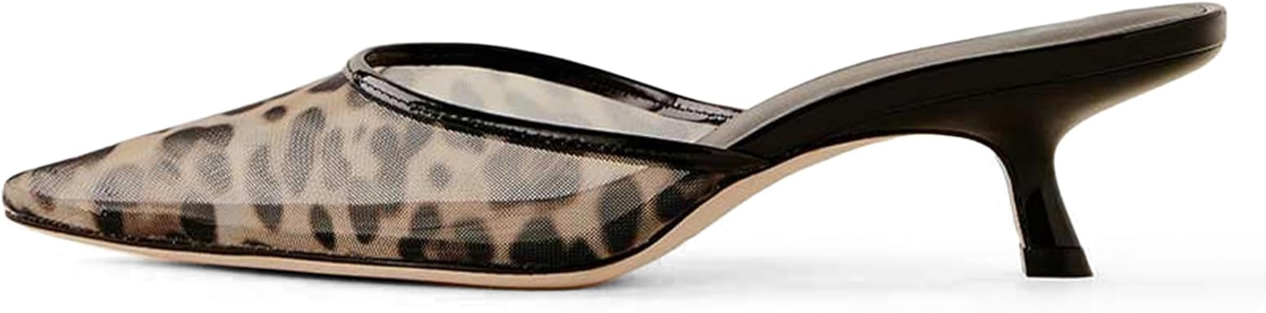 Mesh Kitten Heels Mules for Women Closed Pointed Toe Slip on Backless Stiletto Slingback Low Heel... | Amazon (US)