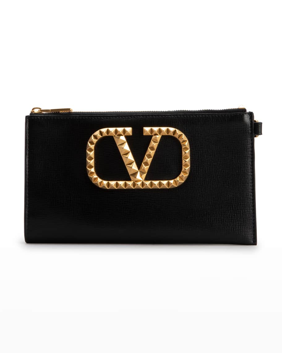 Valentino Garavani Small Rockstud VLOGO Pouch Wristlet | Neiman Marcus
