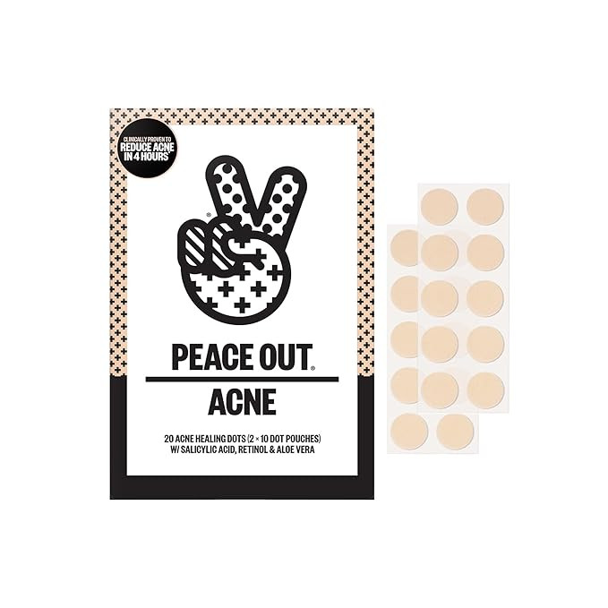 PEACE OUT Acne Healing Dots Helps Clear Blemishes Overnight, Fast Acting Hydrocolloid Pimple Patc... | Amazon (US)