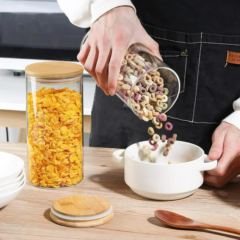 FOUKUS Glass Jar with Bamboo Lid: 6 Pack 25oz Airtight Food Storage Containers, Kitchen and Pantr... | Walmart (US)