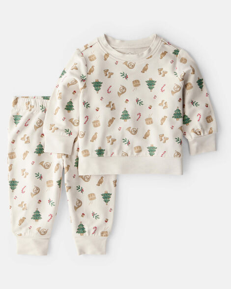 Baby Boy Print PurelySoft Long-Sleeve Tee & Pant Set - White | Carter's Inc