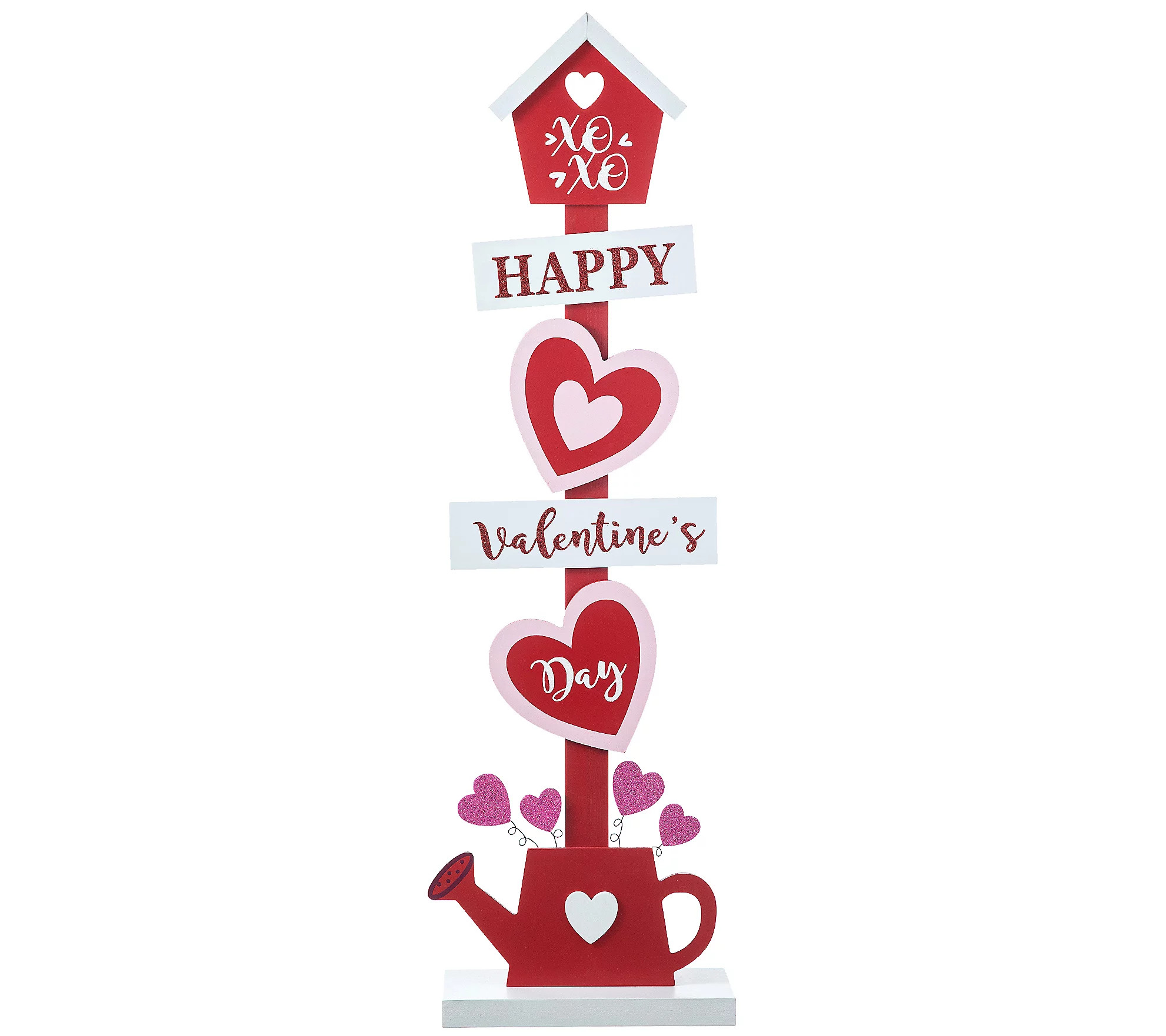 Glitzhome 35"" Valentine's Heart & Love House Po rch Sign Decor | QVC
