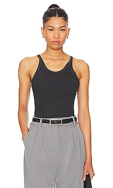 perfectwhitetee Recycled Cotton Ribbed Tank in Vintage Black from Revolve.com | Revolve Clothing (Global)