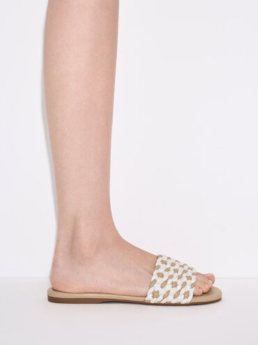 Woven Open-Toe Slides
    
         - Multi | Charles & Keith US