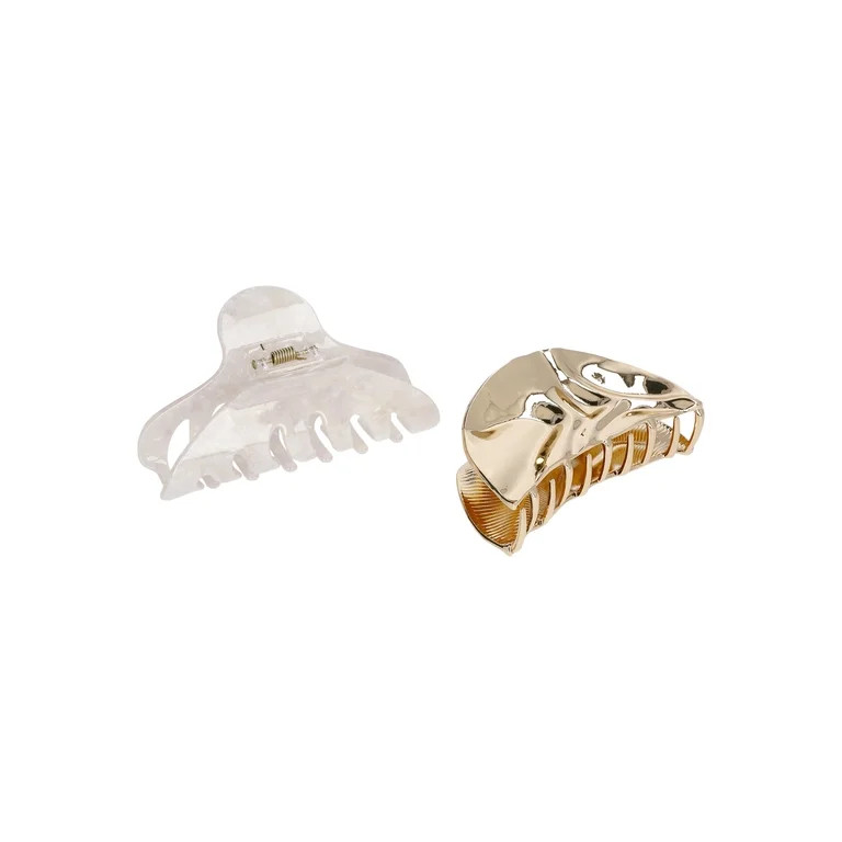 Time and Tru Women's Hair Claw Clips, 2-Pack | Walmart (US)