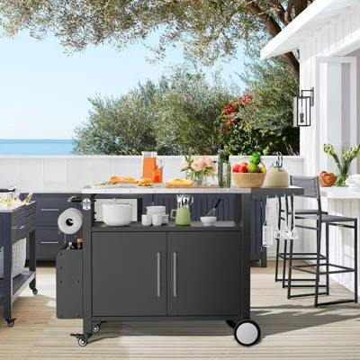 Outdoor Grill Cart with Storage,Patio Kitchen Island with WheelsHooks and Spice Rack | Wayfair North America