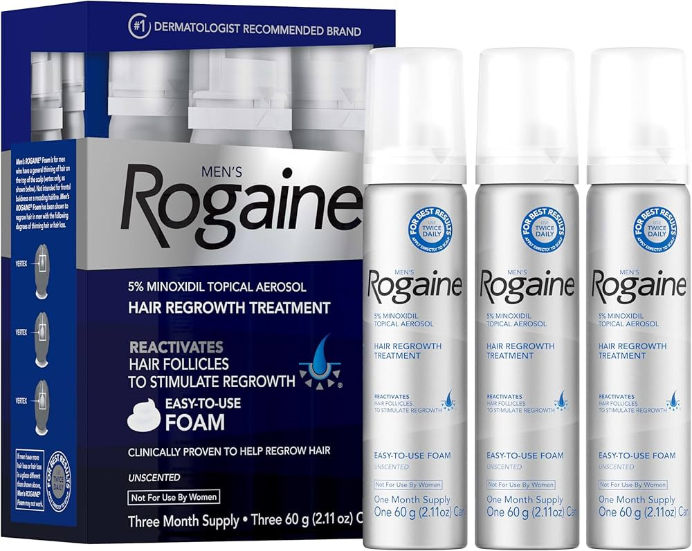 Men’s Rogaine 5% Minoxidil for Men Foam, Clinically Proven Regrowth for Thinning Hair, Topical ... | Amazon (US)