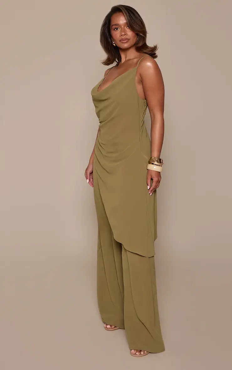 Shape Green Wide Leg Trousers | PrettyLittleThing UK