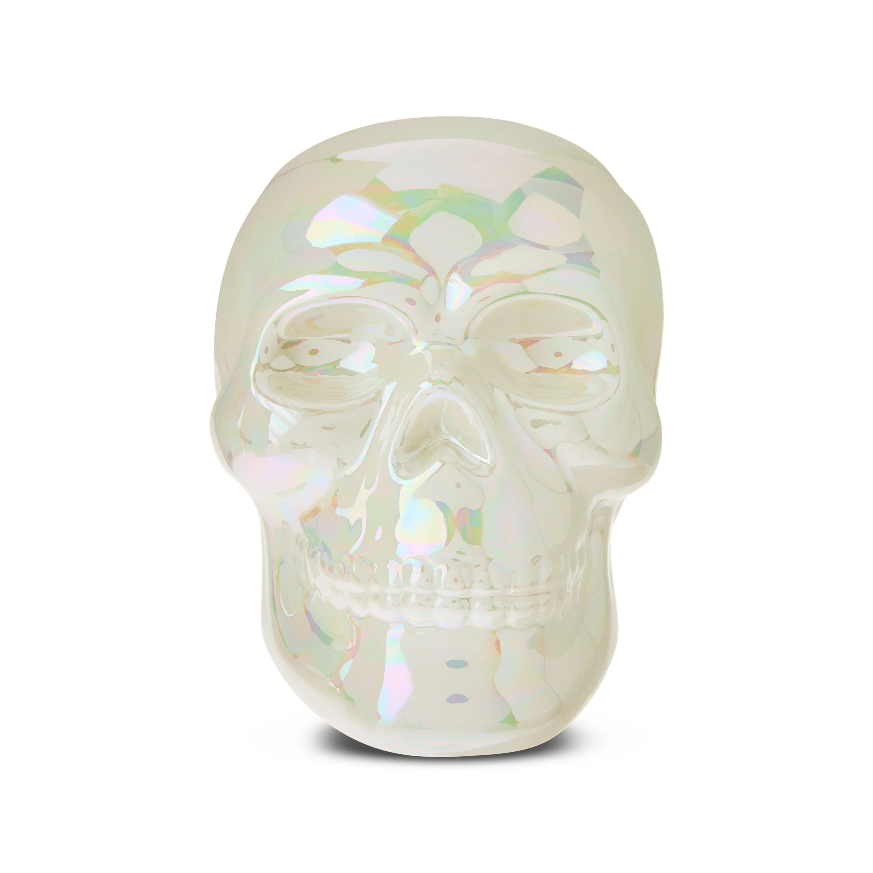 Ceramic Skull Tabletop Decor, Iridescent White, 4.76", Halloween by Way To Celebrate - Walmart.co... | Walmart (US)